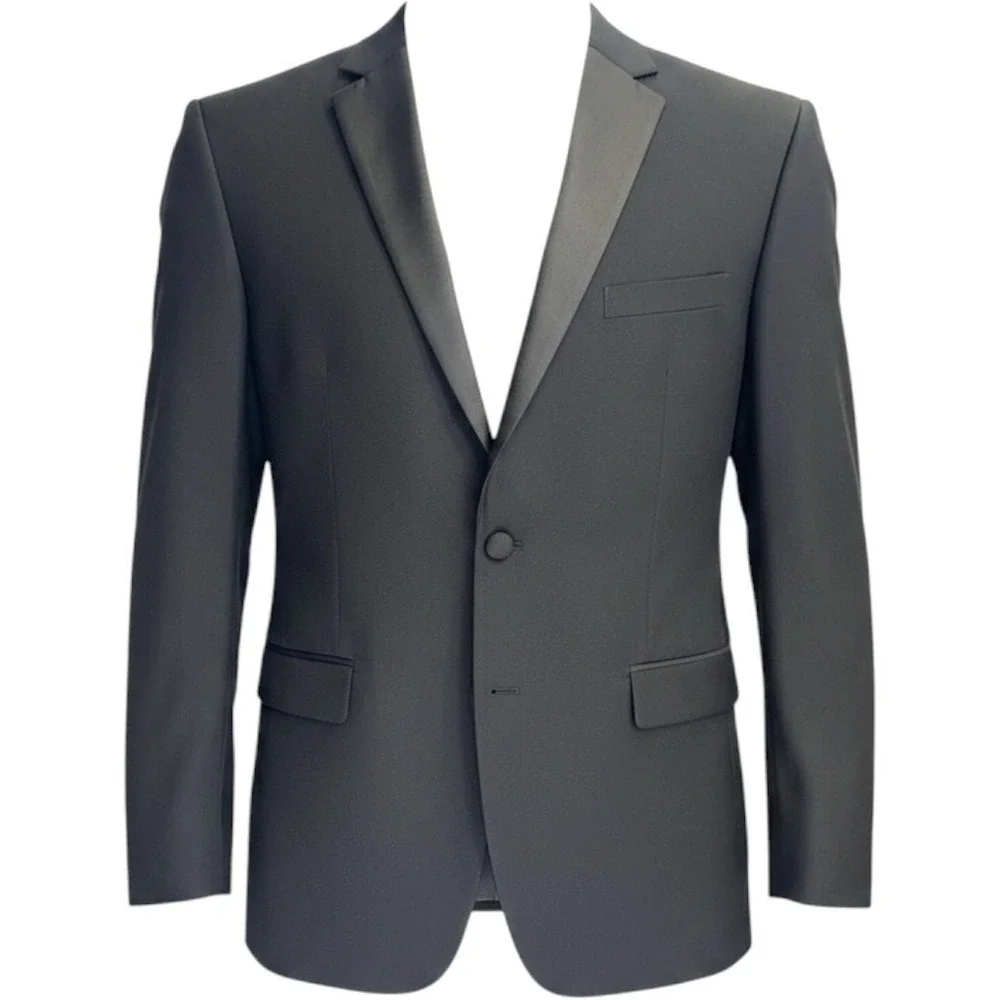 New 44R Men's Perry Ellis Portfolio Black Tuxedo Coat Dinner Jacket Blazer